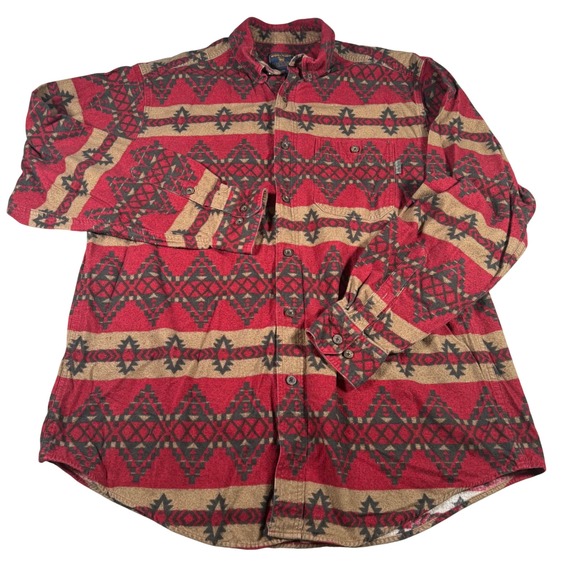 Woolrich Other - Woolrich Flannel Shirt Mens XL Red Tan Southwestern Tribal Geometric Cotton